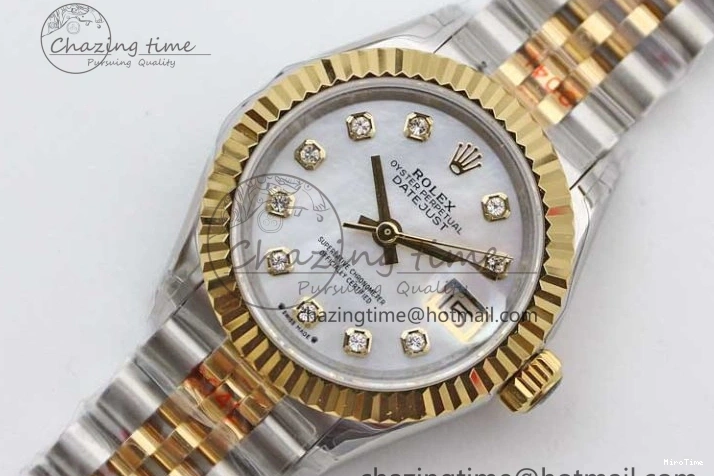 MiroTime 0105 Datejust 28mm 279179 SS YG TWF Best Edition White Diamonds Markers Dial on SS YG Jubilee Bracelet NH SunProtective 2144